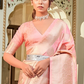 EKKTARA Saree For Women Peach Colour Banarasi Silk Zari Saree With Unstitched Blouse