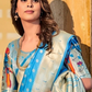 EKKTARA Saree For Women Marine Blue Paithani Silk Saree & Designer Blouse