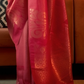 EKKTARA Saree For Women Red Handloom Weaving Zari Silk Saree