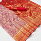 EKKTARA Saree For Women Light Pink Colour Kashmiri Chaap Handloom Weaving Silk Saree With Unstitched Blouse